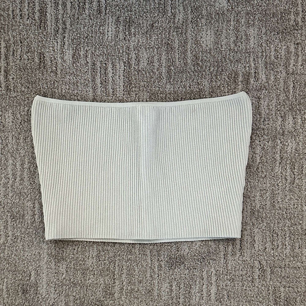 Babaton Ribbed Off-White Tube Top